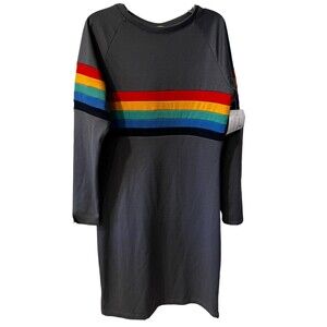 Shabby Apple Sweatshirt Dress Womens Sz 2 Rainbow Retro Modest Athleisure New